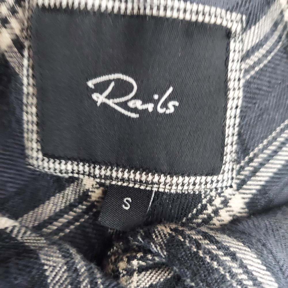 Rails Plaid Flannel Button Down Black Shirt - image 8